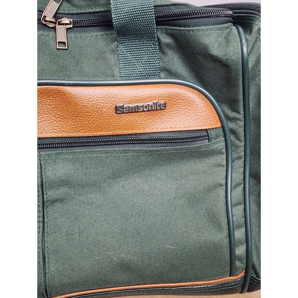 Samsonite Vintage Green Duffel Weekender Travel Bag w Shoulder Strap